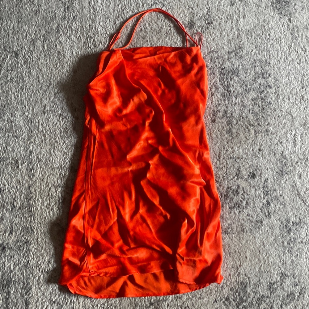 Orange zara dress.